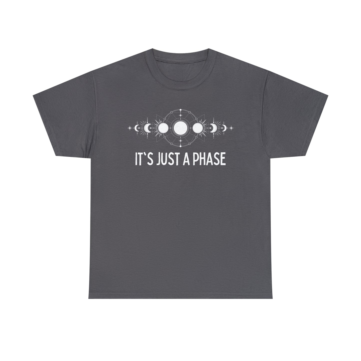 It's Just a Phase - Geometric Lunar Cycle Illustration - Unisex Heavy Cotton Tee
