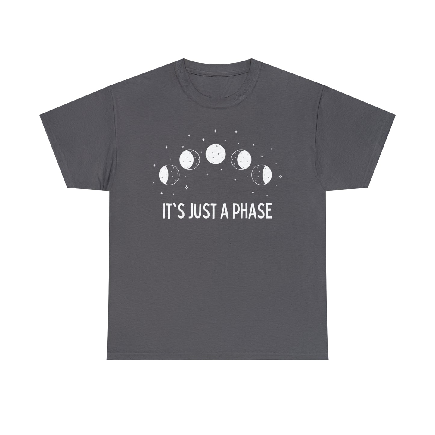 It's Just a Phase - Minimalist Moon Phase Illustration - Unisex Heavy Cotton Tee
