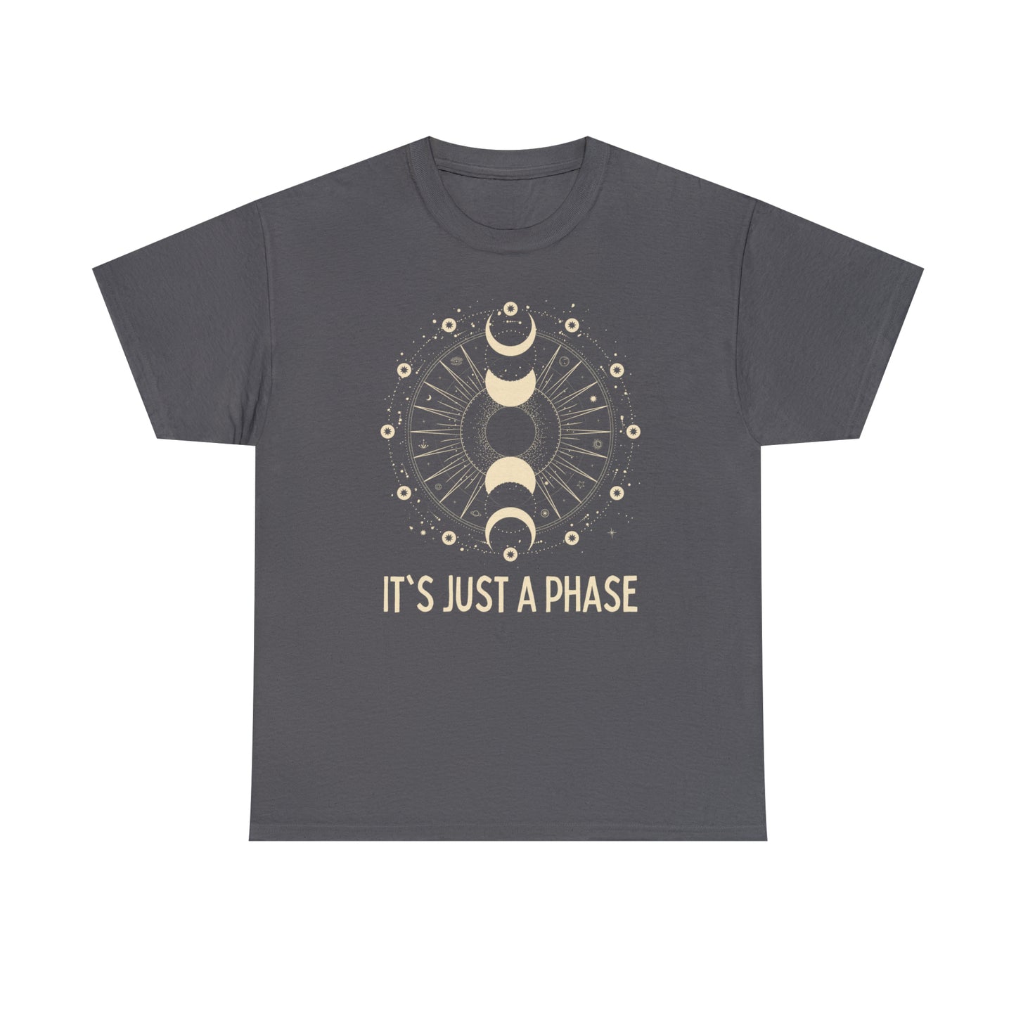 It's Just a Phase - Vintage Style Engraved Moon and Sun Sketch - Unisex Heavy Cotton Tee
