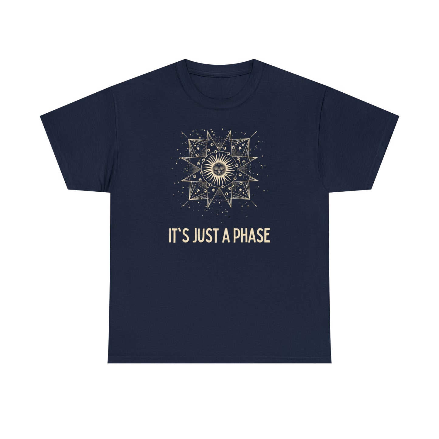 It's Just a Phase - Engraved Lunar Cycle Sketch - Unisex Heavy Cotton Tee