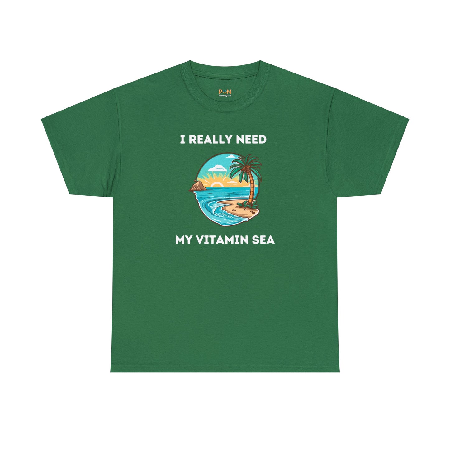 I Really Need My Vitamin Sea (palm tree) - Unisex Heavy Cotton Tee