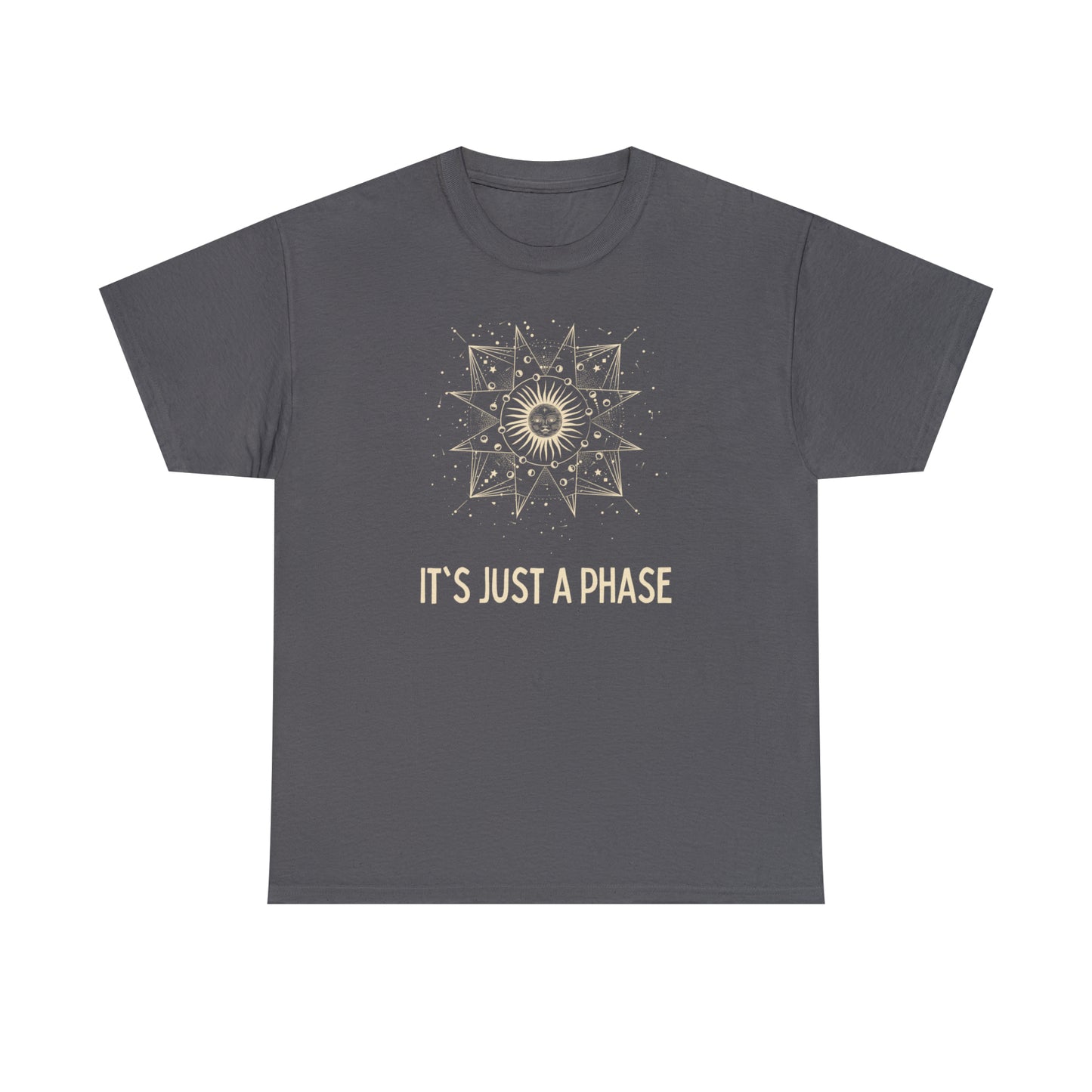 It's Just a Phase - Engraved Lunar Cycle Sketch - Unisex Heavy Cotton Tee