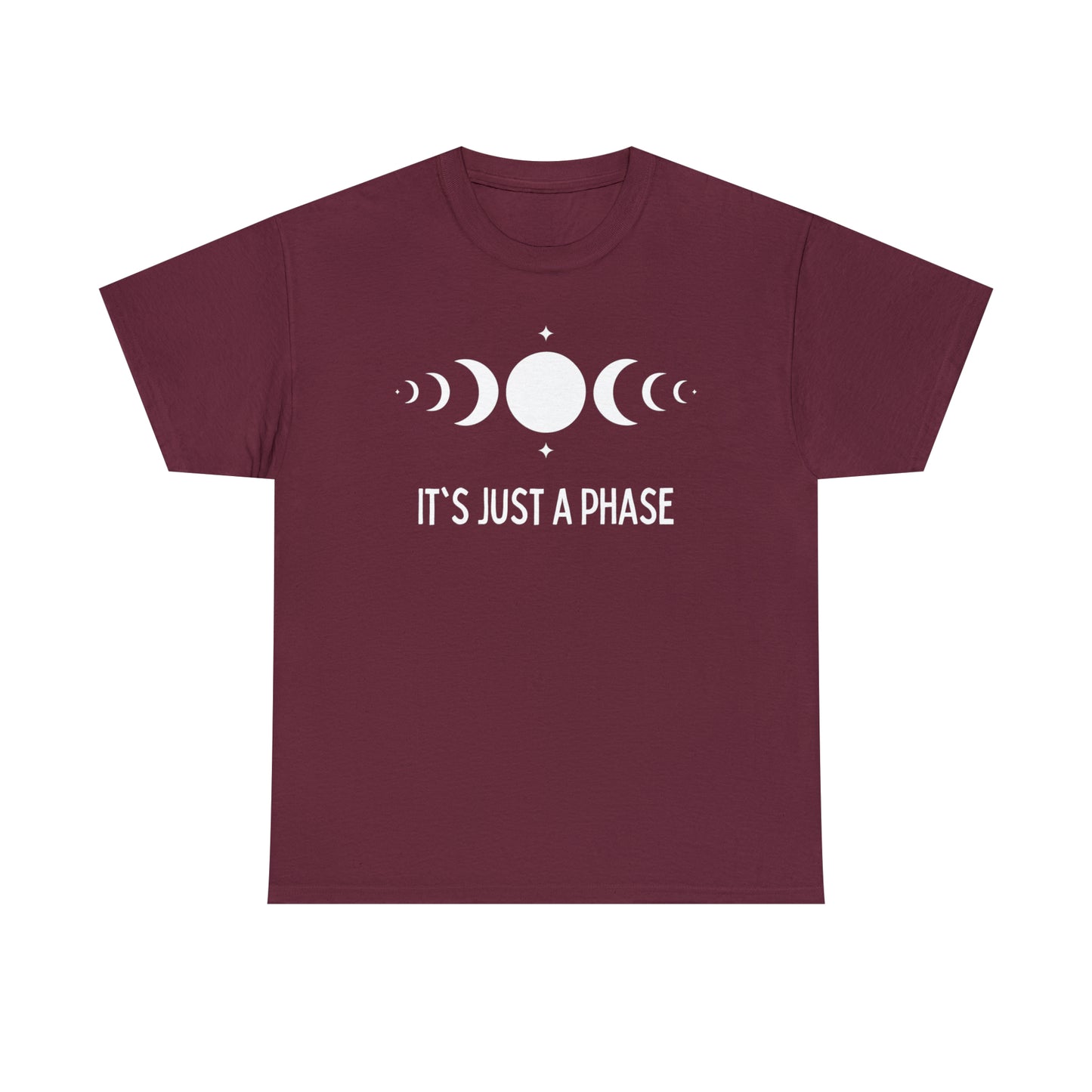 It's Just a Phase - Full and Quarter Moon Design - Unisex Heavy Cotton Tee