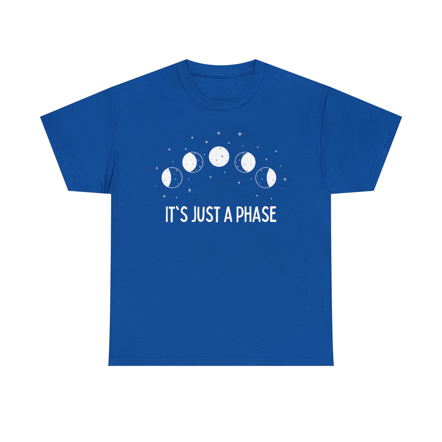 It's Just a Phase - Minimalist Moon Phase Illustration - Unisex Heavy Cotton Tee