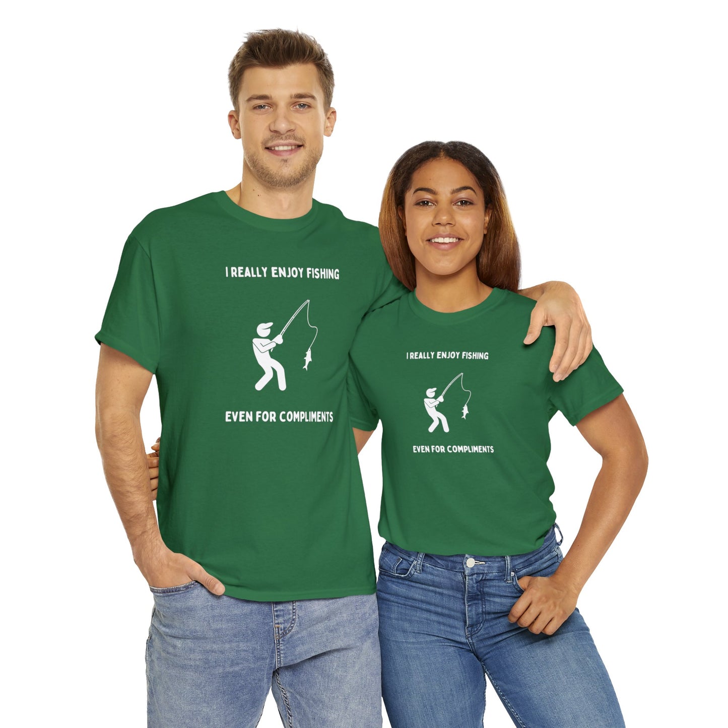 I really enjoy fishing, even for compliments - Unisex Heavy Cotton Tee
