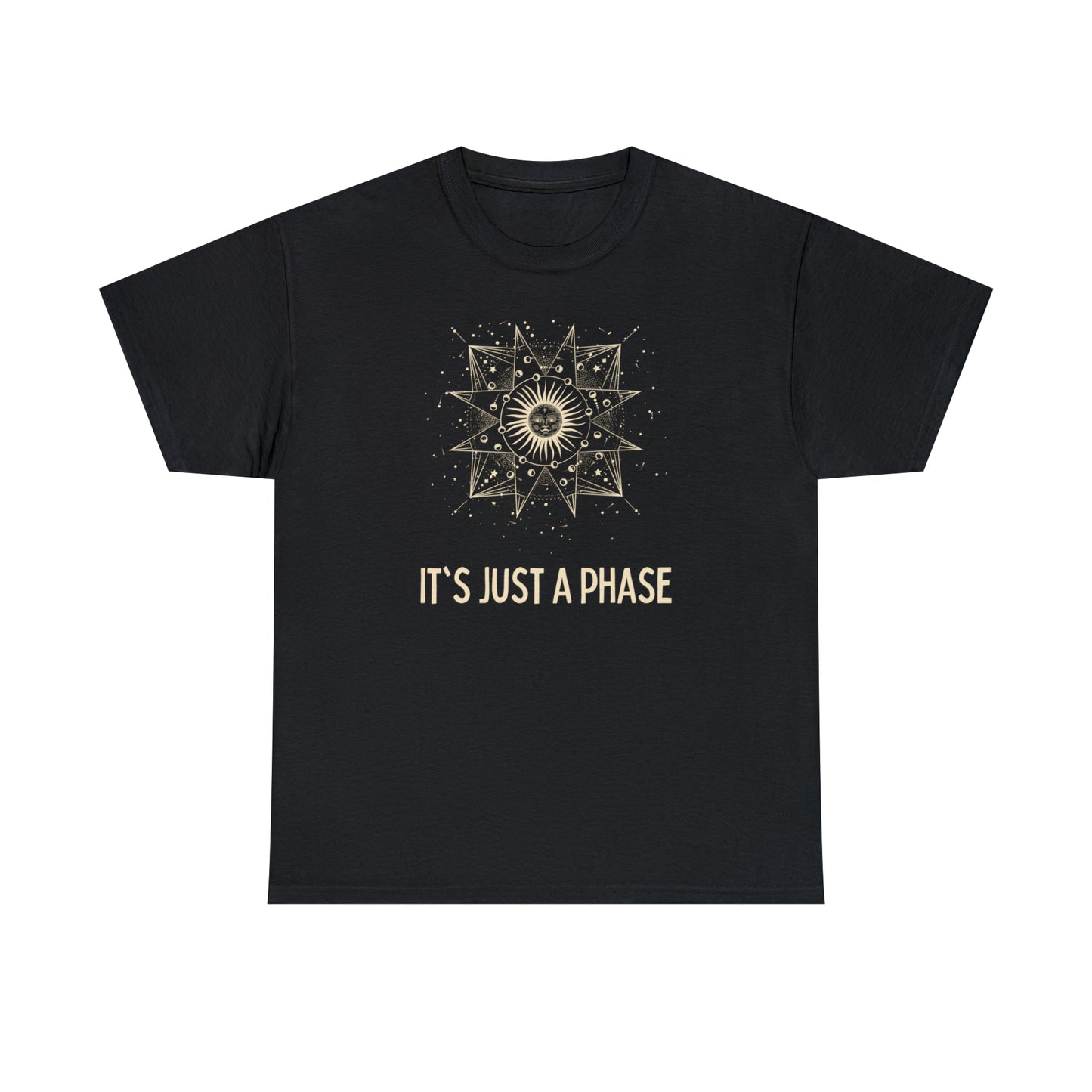 It's Just a Phase - Engraved Lunar Cycle Sketch - Unisex Heavy Cotton Tee