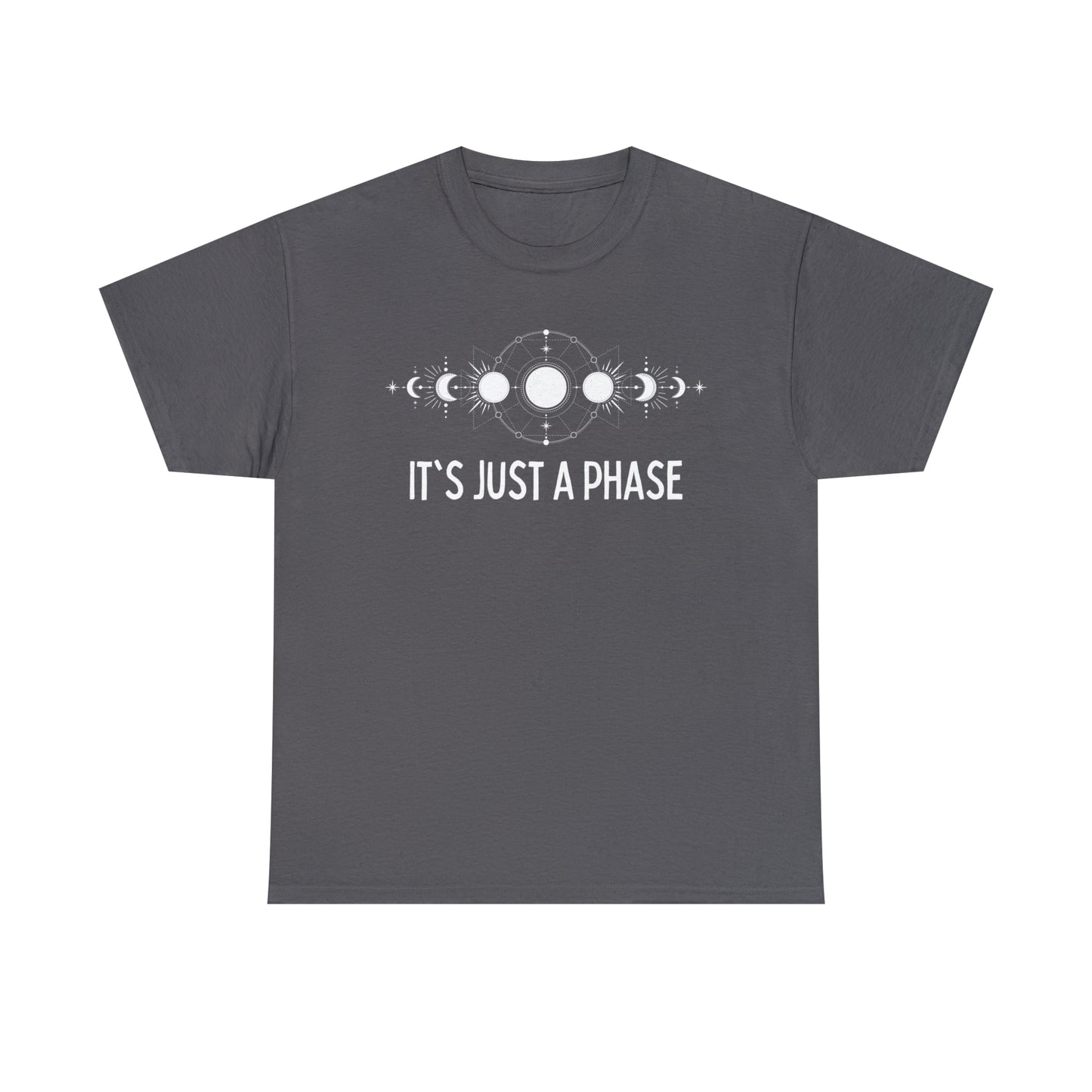 It's Just a Phase - Geometric Lunar Cycle Illustration - Unisex Heavy Cotton Tee