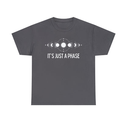 It's Just a Phase - Geometric Lunar Cycle Illustration - Unisex Heavy Cotton Tee