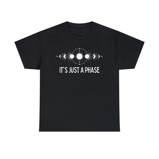 It's Just a Phase - Geometric Lunar Cycle Illustration - Unisex Heavy Cotton Tee