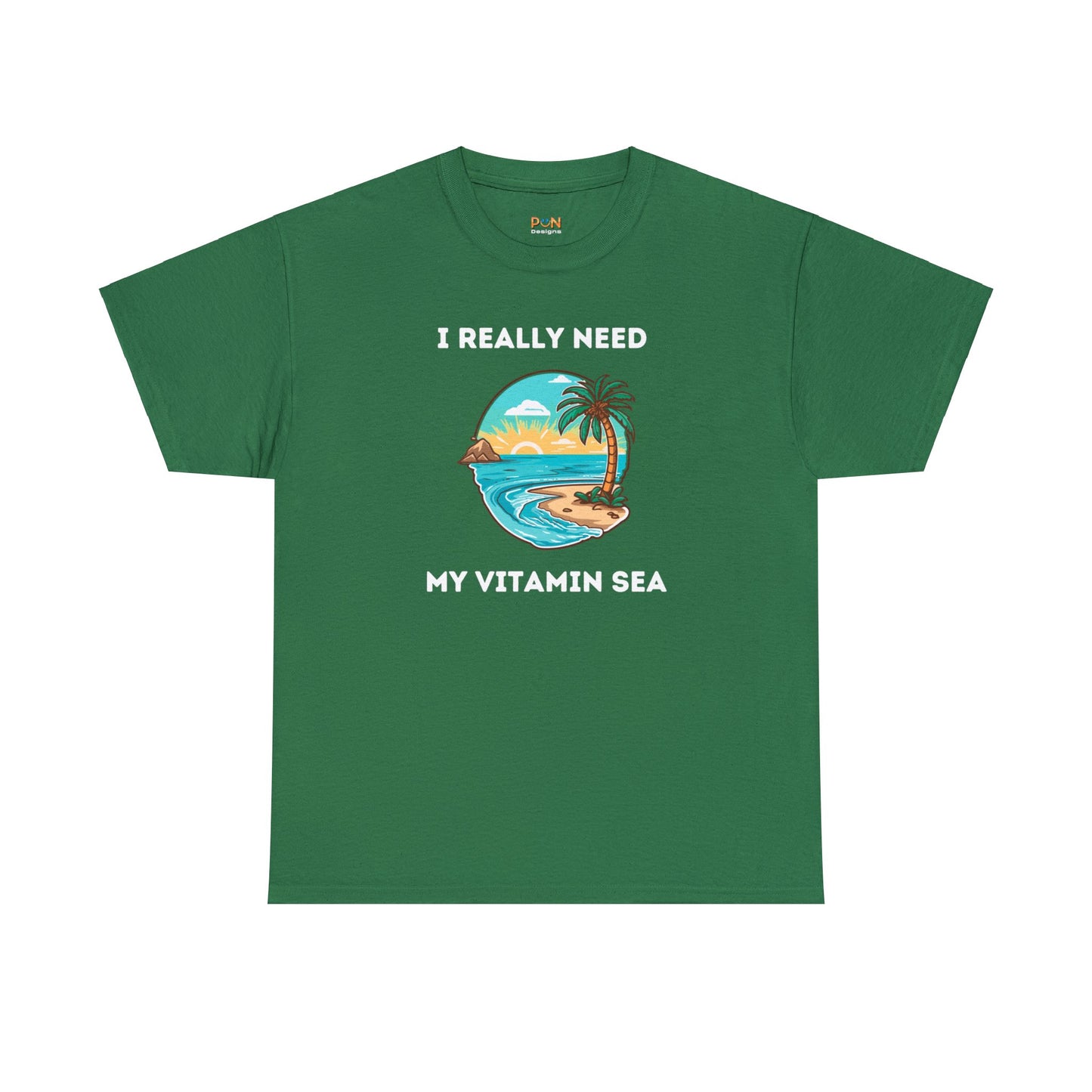 I Really Need My Vitamin Sea (palm tree) - Unisex Heavy Cotton Tee