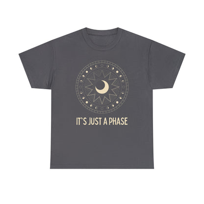 It's Just a Phase - Large Geometric Decorative Moon Phase Illustration - Unisex Heavy Cotton Tee