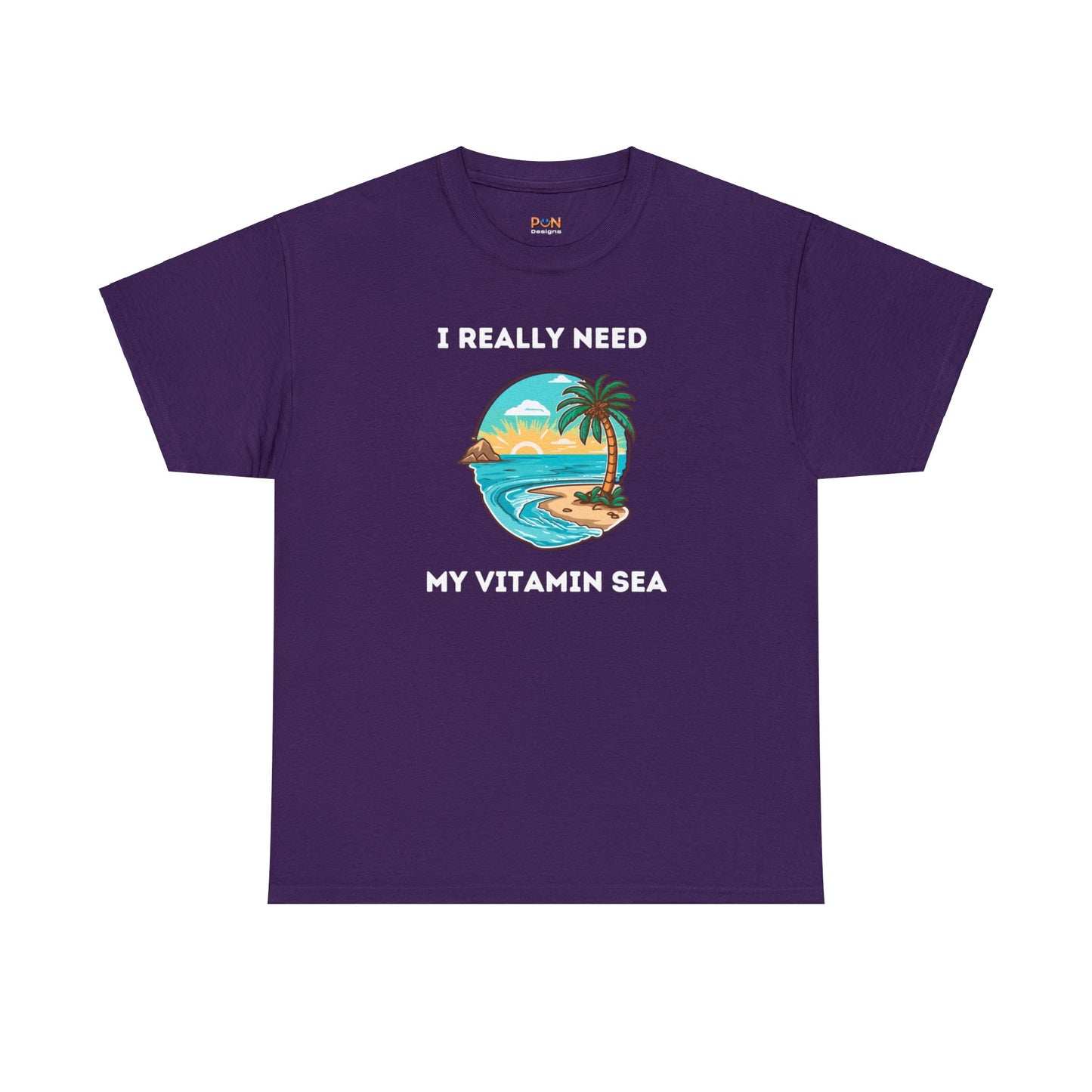 I Really Need My Vitamin Sea (palm tree) - Unisex Heavy Cotton Tee