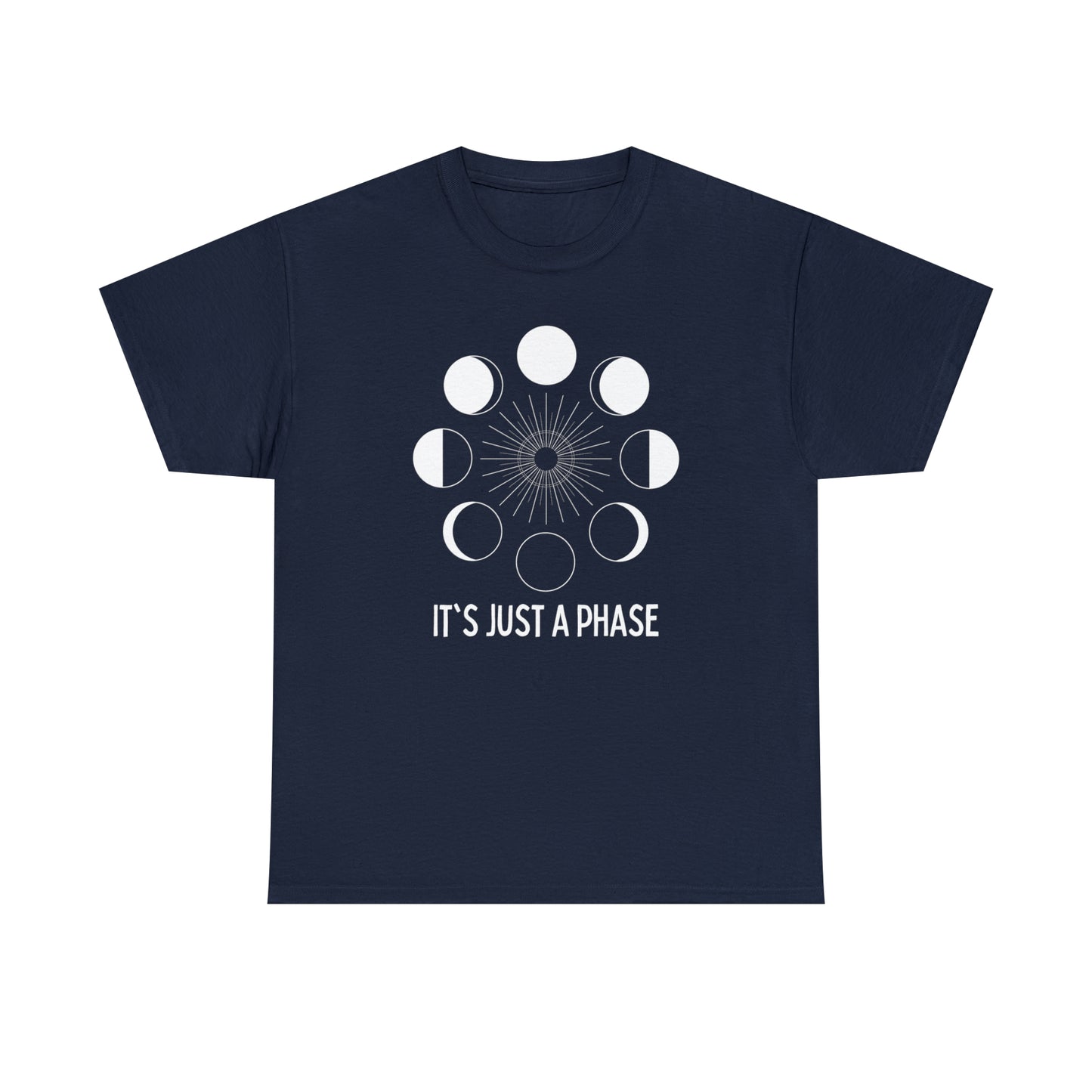 It's Just a Phase - Large Moon Phase Silhouette - Unisex Heavy Cotton Tee