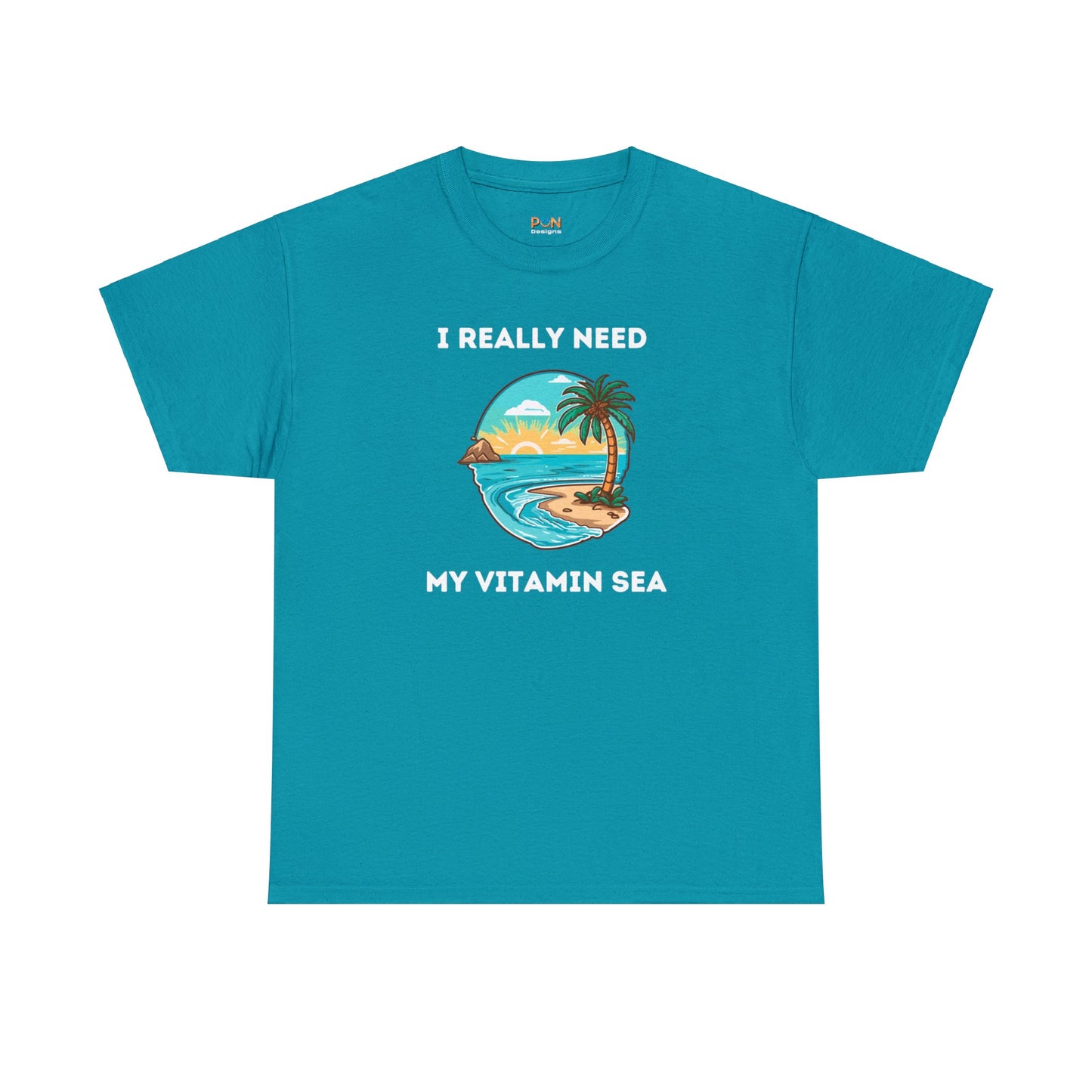 I Really Need My Vitamin Sea (palm tree) - Unisex Heavy Cotton Tee