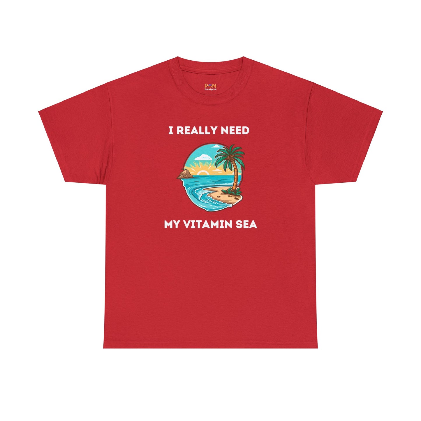 I Really Need My Vitamin Sea (palm tree) - Unisex Heavy Cotton Tee