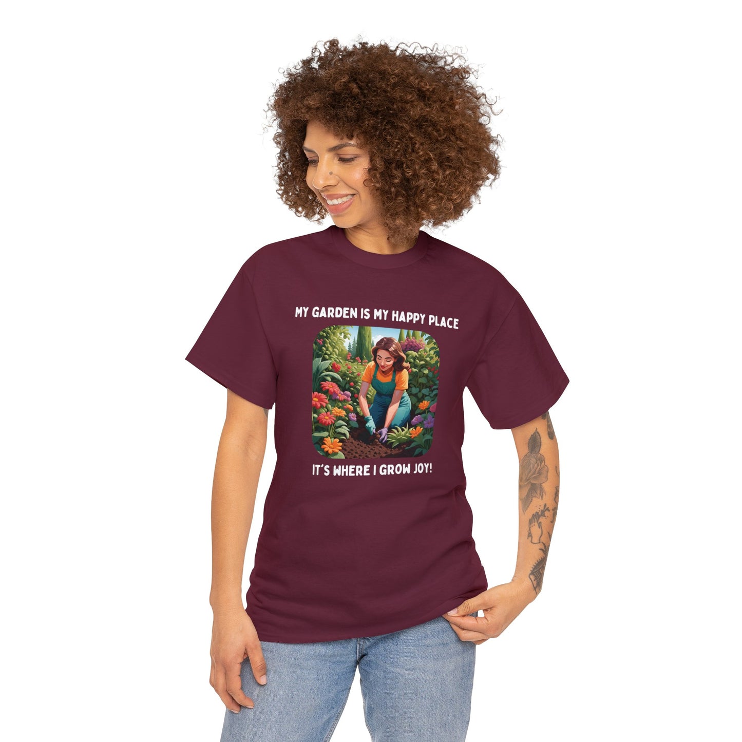 My Garden is My Happy Place. It's Where I Grow Joy - Unisex Heavy Cotton Tee