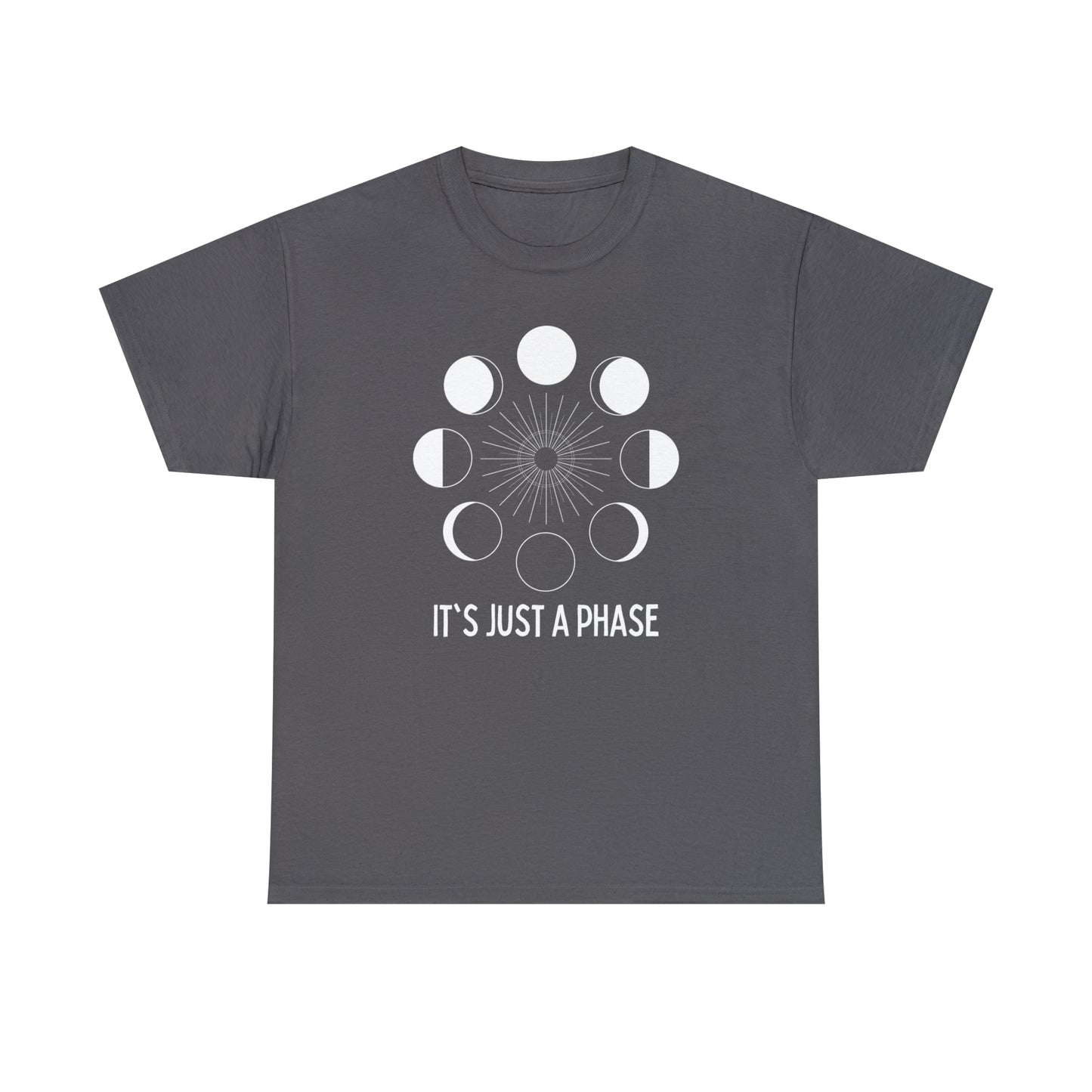 It's Just a Phase - Large Moon Phase Silhouette - Unisex Heavy Cotton Tee