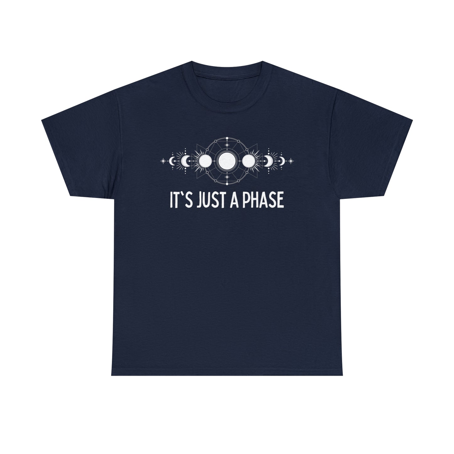 It's Just a Phase - Geometric Lunar Cycle Illustration - Unisex Heavy Cotton Tee