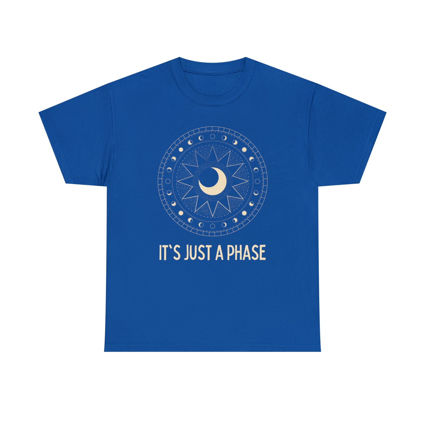 It's Just a Phase - Large Geometric Decorative Moon Phase Illustration - Unisex Heavy Cotton Tee