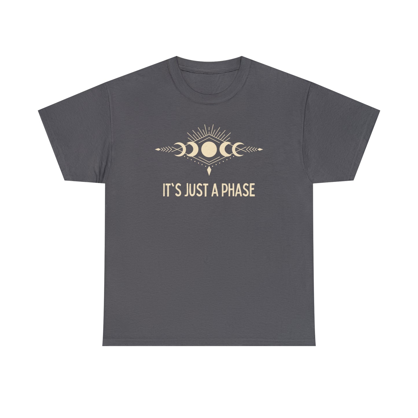 It's Just a Phase - Engraved Partial Moon Phase Sketch - Unisex Heavy Cotton Tee