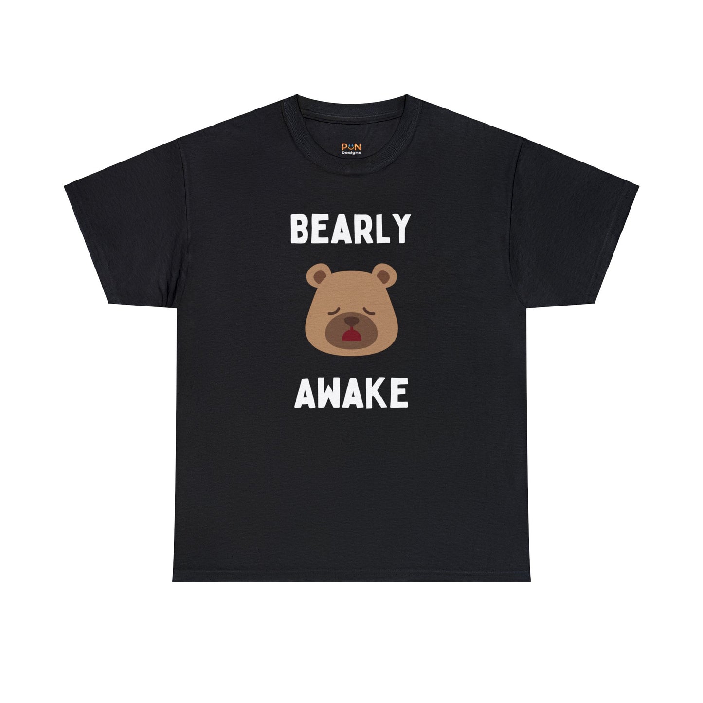 Animal Pun Tees | Bearly Awake - Unisex Heavy Cotton Tee