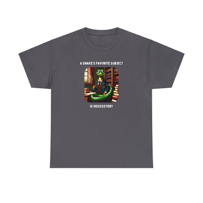 A Snake's Favorite Subject is Hissstory - Unisex Heavy Cotton Tee