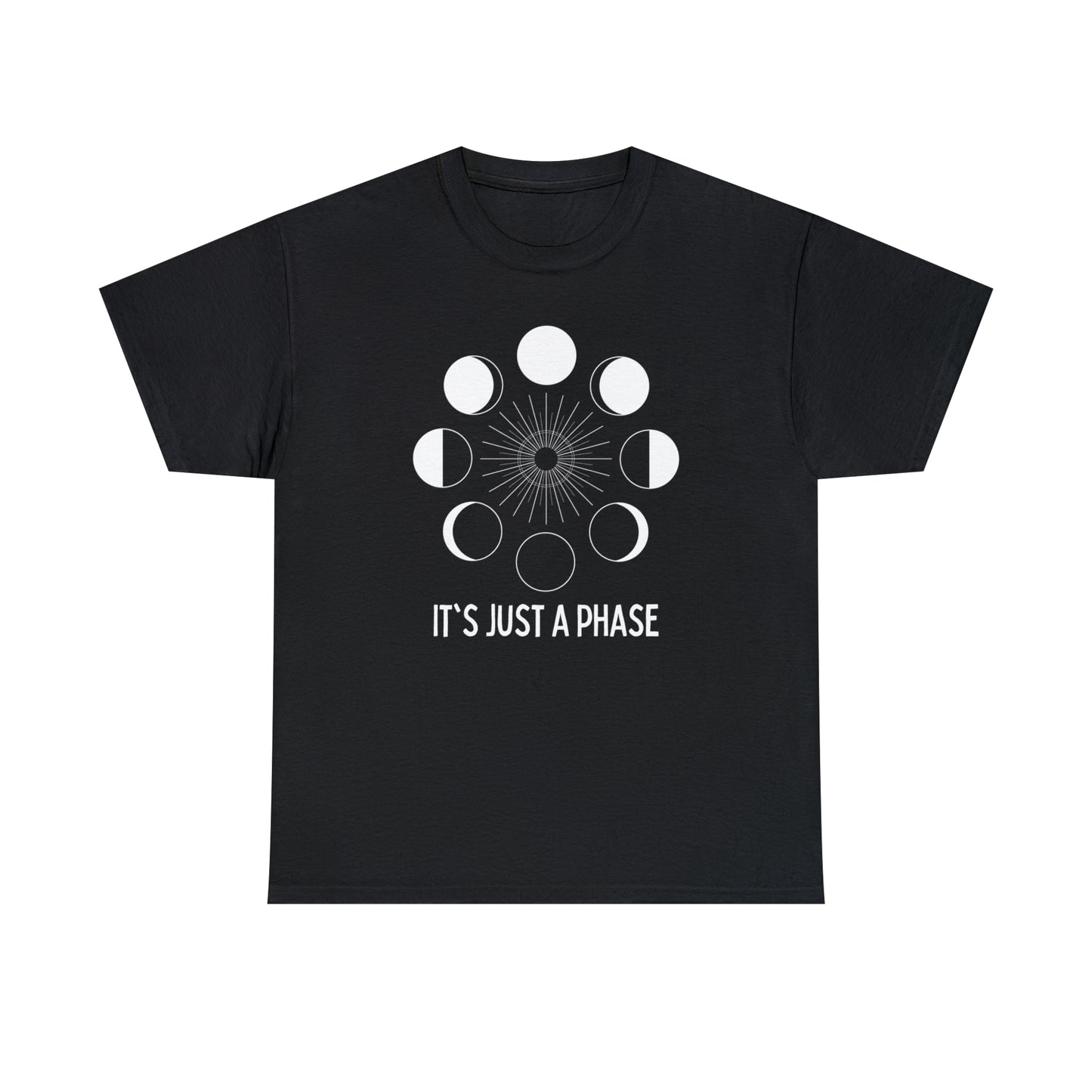 It's Just a Phase - Large Moon Phase Silhouette - Unisex Heavy Cotton Tee