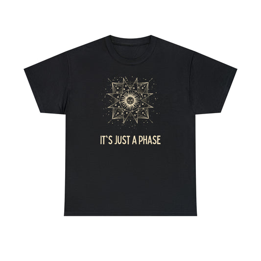 It's Just a Phase -  Engraved Lunar Cycle Sketch - Unisex Heavy Cotton Tee