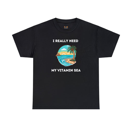 I Really Need My Vitamin Sea (palm tree) - Unisex Heavy Cotton Tee