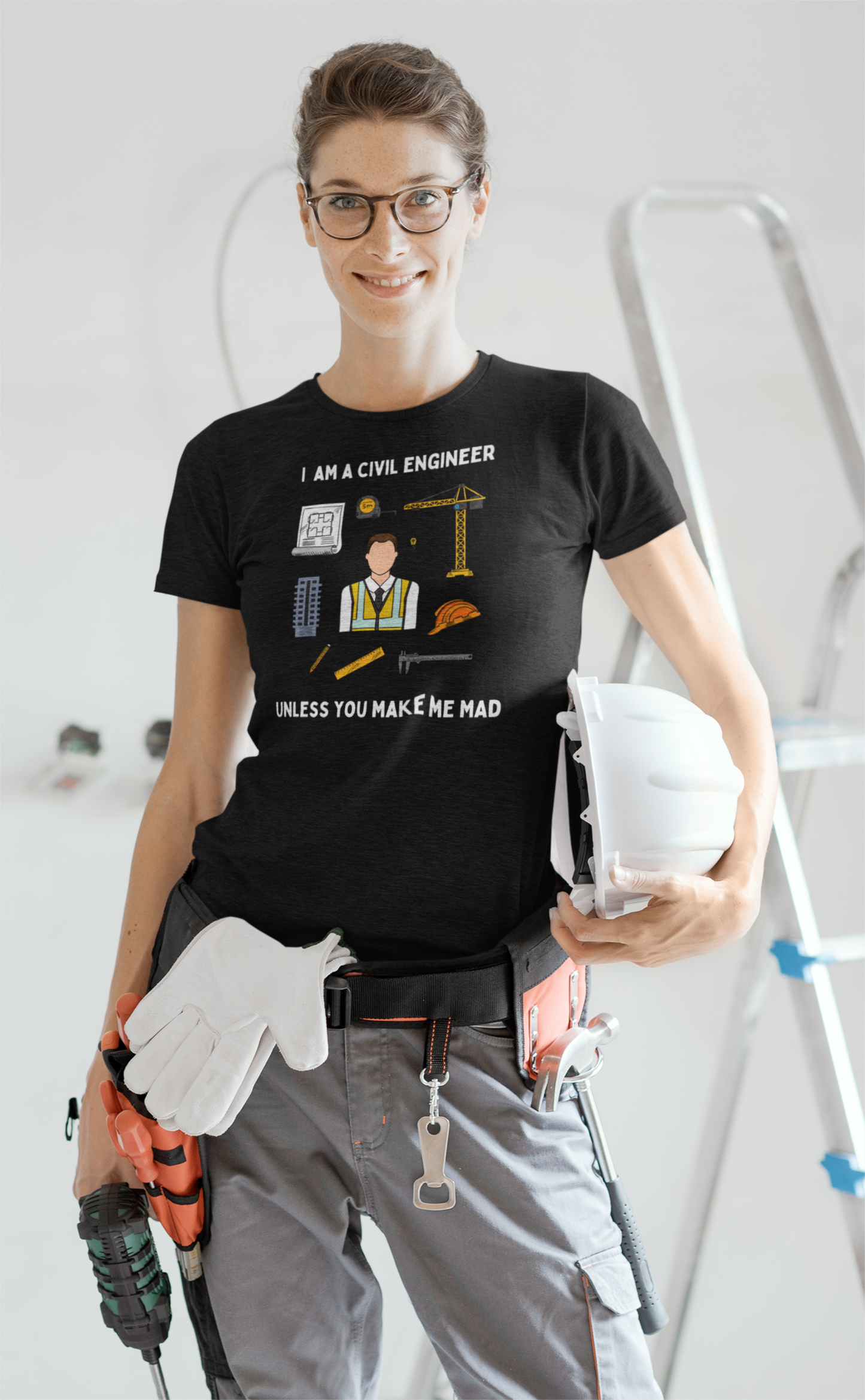 I Am a Civil Engineer Unless You Make Me Mad - Icon Sketch - Unisex Heavy Cotton Tee